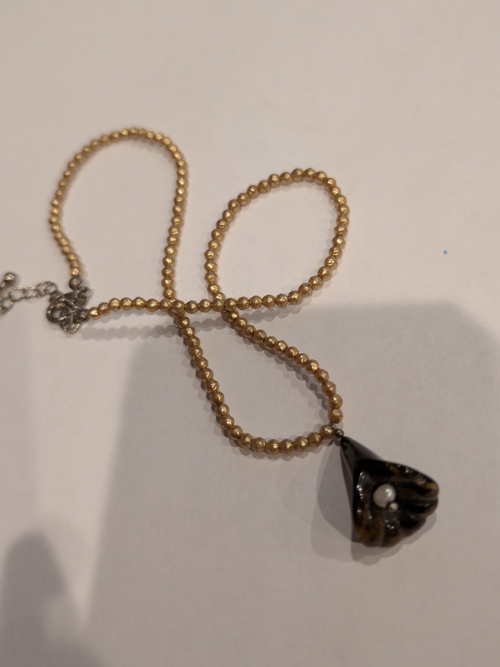 Hand Carved Cala Lily Tiger's Eye Necklace